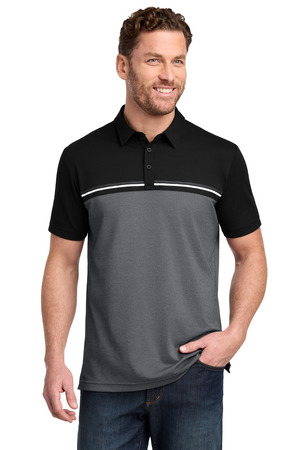 TravisMathew TM1MY401 Sunset Blocked Polo, Black/ Dark Grey Heather