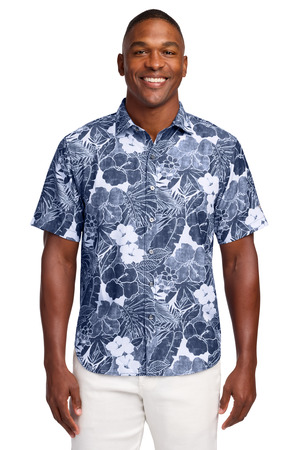 Tommy Bahama ST325929TB Coconut Point Playa Flora Short Sleeve Shirt, Blue Note