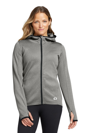 OGIO LOE728 Women's Stealth Full-Zip Jacket, Heather Grey