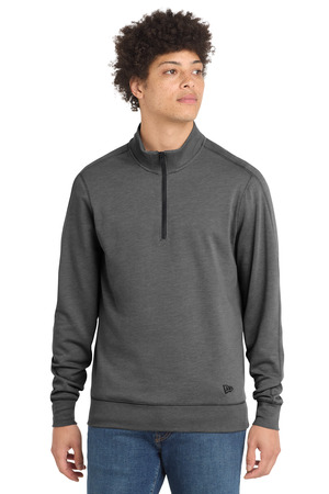 New Era NEA512 Tri-Blend Fleece 1/4-Zip Pullover, Black Heather