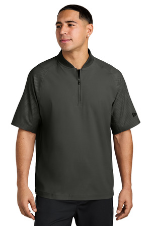 New Era NEA600 Cage Short Sleeve 1/4-Zip Jacket, Black