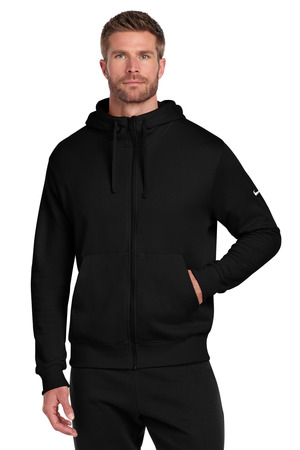Nike NKDR1513 Club Fleece Sleeve Swoosh Full-Zip Hoodie, Black