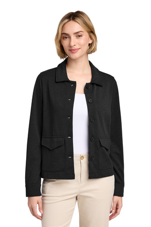 Brooks Brothers BB18205 Women's Mid-Layer Stretch Button Jacket, Black Heather