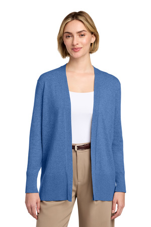 Brooks Brothers BB18403 Women's Cotton Stretch Long Cardigan Sweater, Charter Blue Heather