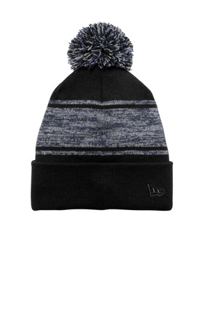New Era NE909 Knit Chilled Pom Beanie, Black/ Deep Navy