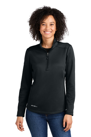 Eddie Bauer EB2370 Women's Smooth Mid Layer Fleece 1/2-Zip, Black