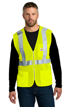 Carhartt CT106171 ANSI Class 2 Mesh Zip-Front Vest, Brite Lime