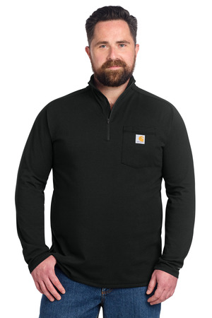 Carhartt CT106660 Force 1/4-Zip Long Sleeve T-Shirt, Black