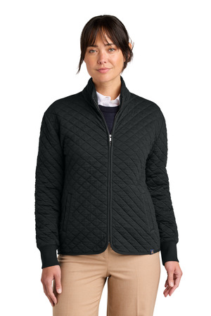 Brooks Brothers BB18213 Women's Diamond Quilt Full-Zip, Deep Black