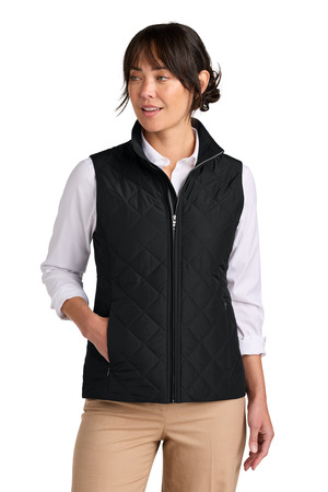 Brooks Brothers BB18603 Women's Quilted Vest, Deep Black