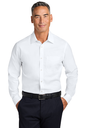 Brooks Brothers BB18012 Wrinkle-Free Stretch Pinpoint Spread Collar Shirt, White