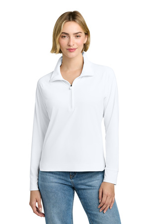 Brooks Brothers BB18215 Women's Luxe Performance 1/4-Zip, White