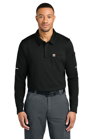 Carhartt CTC16129 FLD & RSCU Long Sleeve Polo, Black