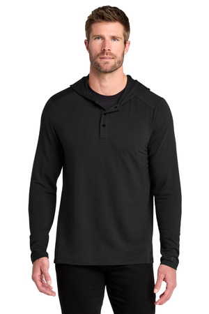 OGIO OG826 Luuma Flex Hooded Henley, Blacktop
