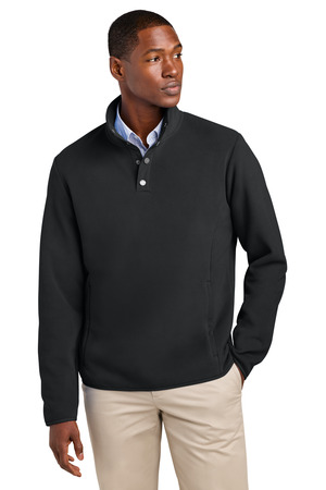 Brooks Brothers BB18612 Fleece 1/4-Snap Neck, Deep Black