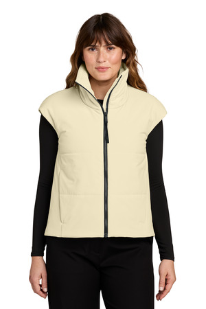 MiiR MRAW442 Women's Sashiko Stretch Puffy Vest, Alabaster