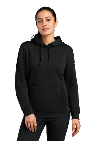 Nike NKFD9889 Women's Club Fleece Sleeve Swoosh Pullover Hoodie, Black