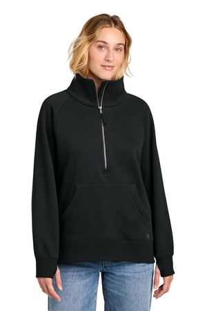 New Era LNEA528 Women's Heritage Fleece 1/2-Zip, Black