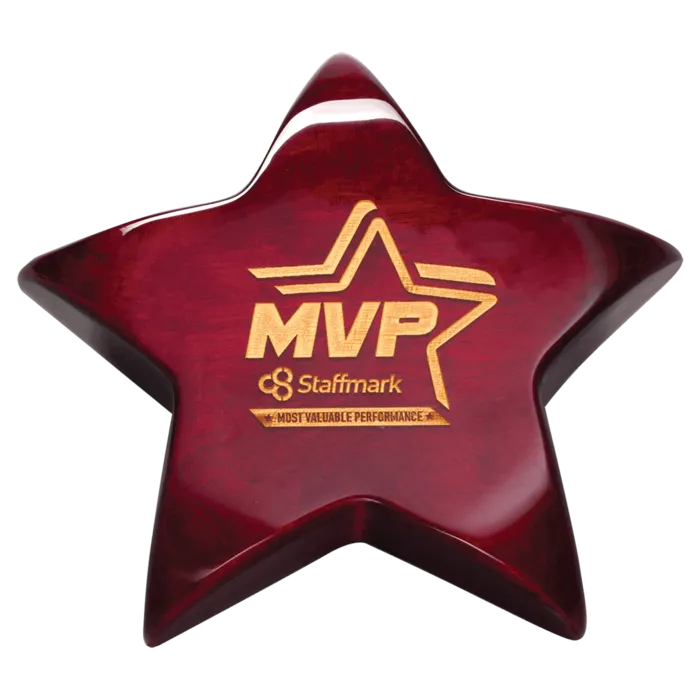 Rosewood Piano Finish Star Paperweight with Felt Bottom