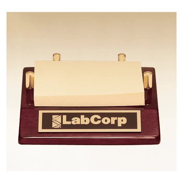 Rosewood Piano Finish Post-It Note Holder with Black Plate