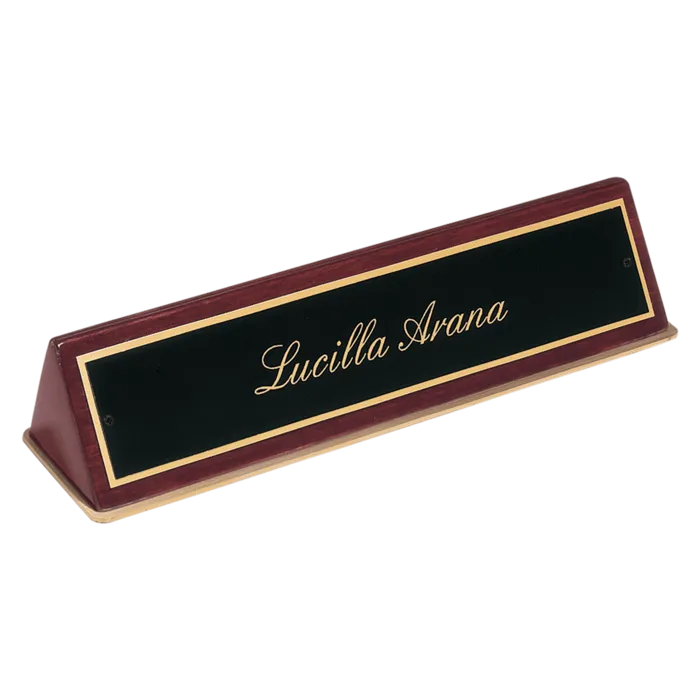 Rosewood Piano Finish Desk Wedge with Black Plate