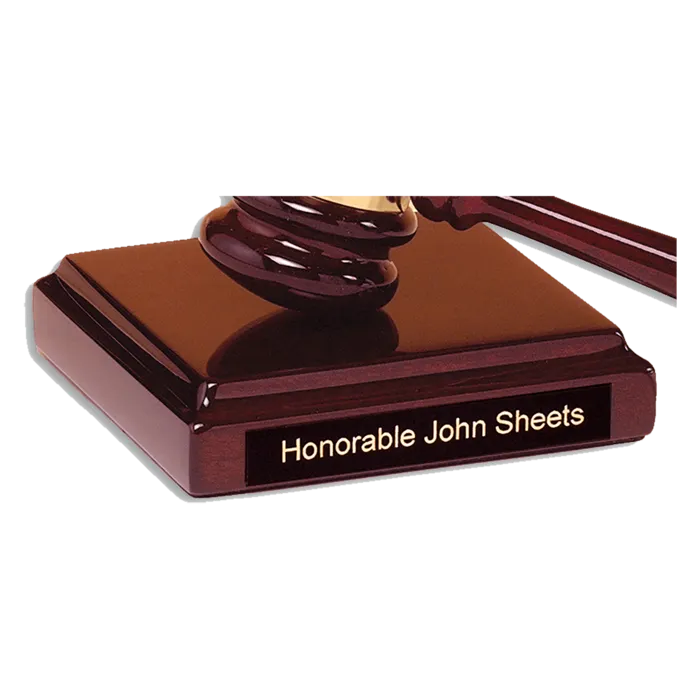 Rosewood Piano Finish Sounding Block with Black Plate for Personalization (Gavel Sold Separately)