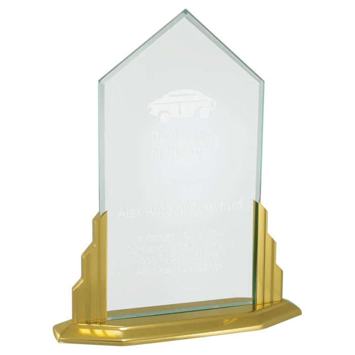 Peak Jade Acrylic Award with Aluminum Base