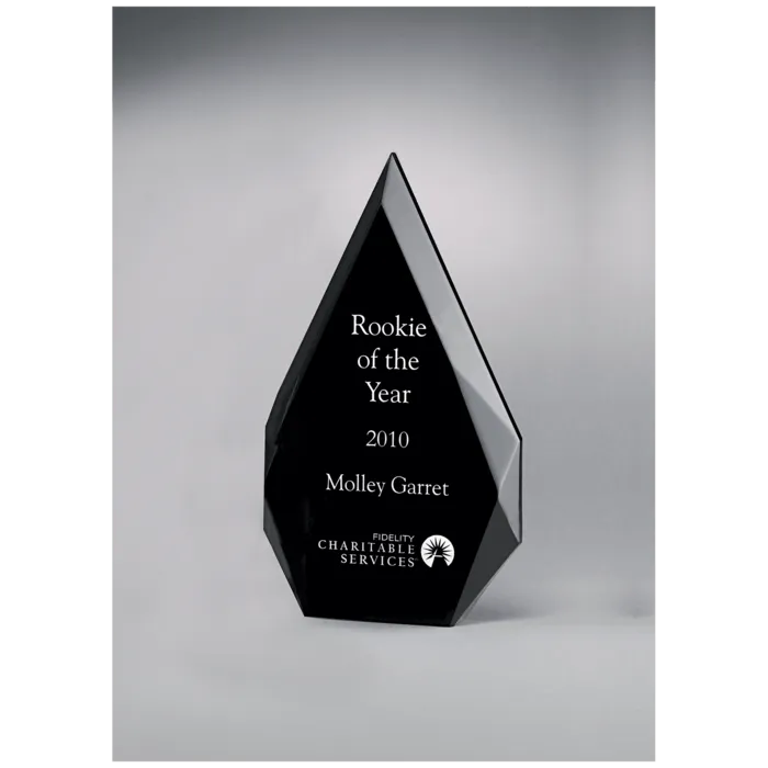 Flame Series Clear Freestanding Acrylic with Black Silk Screened Back
