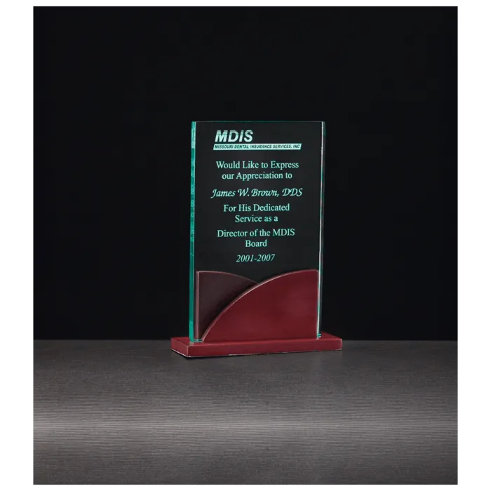 Premium Series Jade Acrylic on Mahogany Finish Base