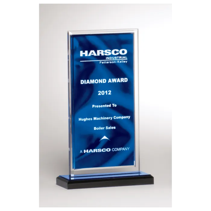 Dark Blue Draped Satin Patterned Acrylic with Silver Mirror Border, Black with Blue Top Base