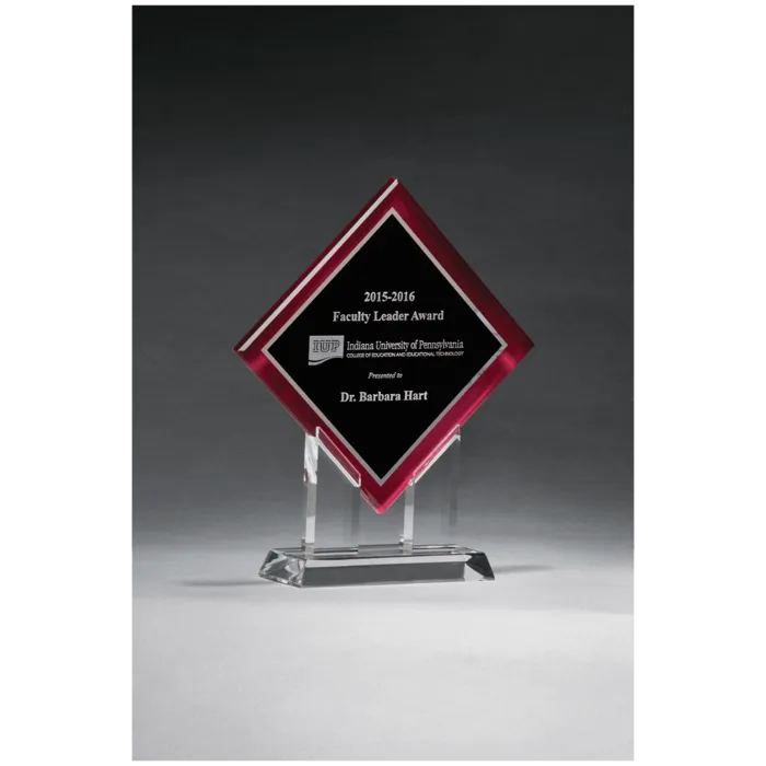 Diamond Series Acrylic w/Printed Red Border, Silver Mirror Highlights