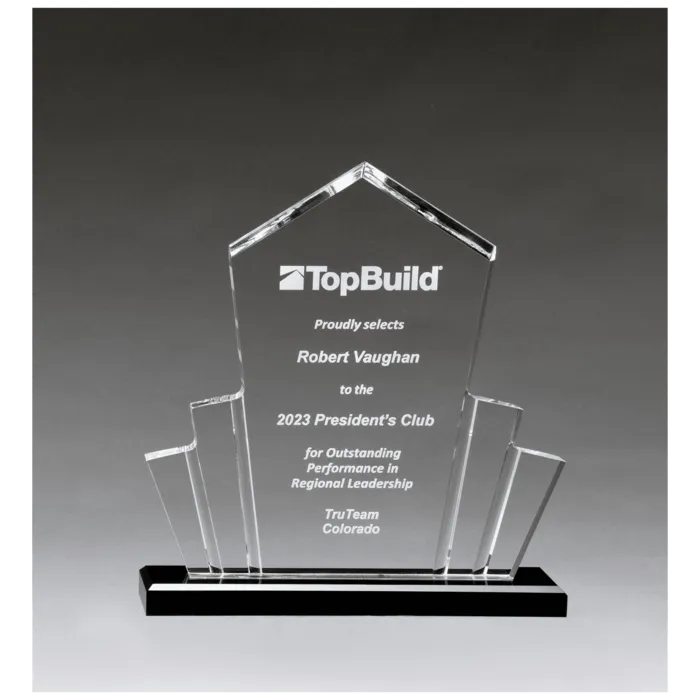 Large Tower Spotlight Clear Acrylic with Black Acrylic Base.