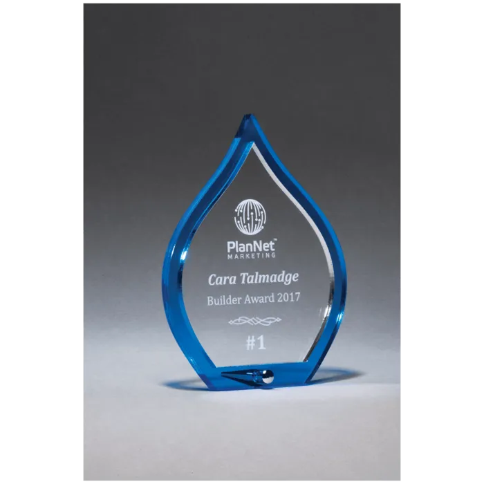 Blue Flame Acrylic with Clear Pop-Out Center and Silver Metal Post