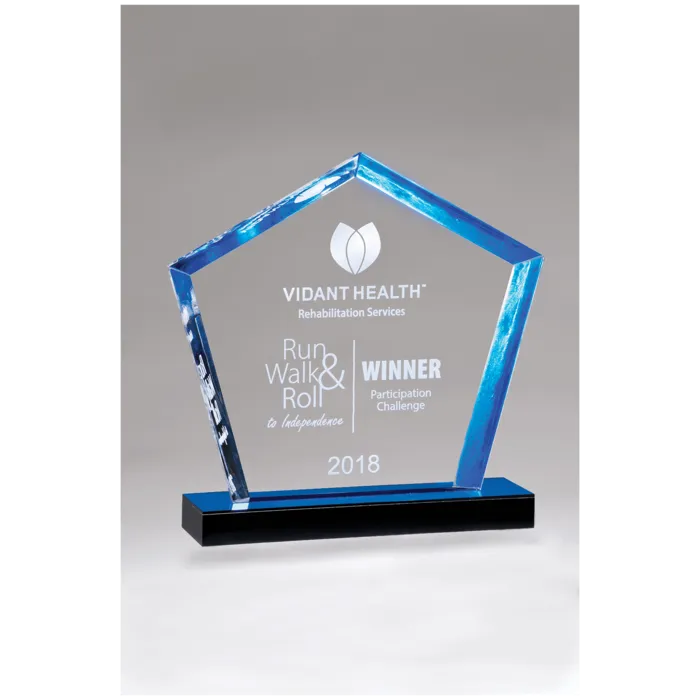 Diamond Series Acrylic Award with Blue Accent-Blue Mirror Topped Base