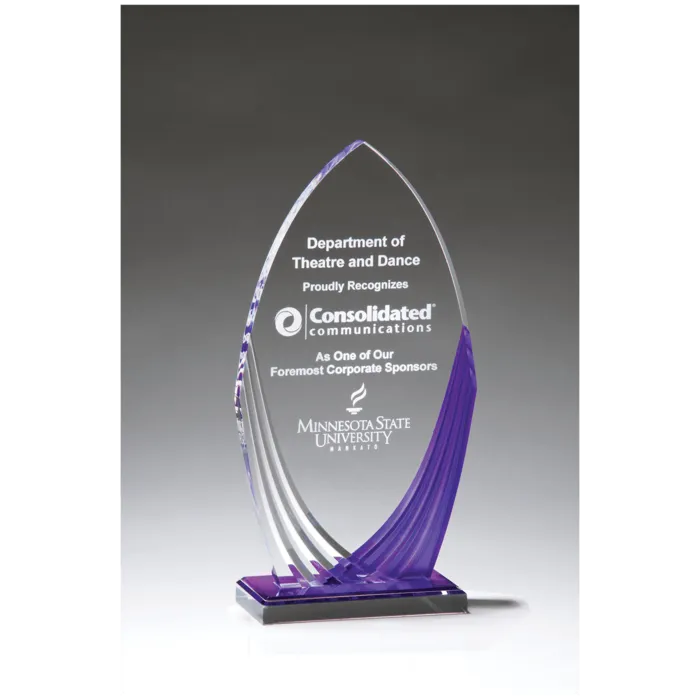 8 1/4" Tidal Series Acrylic with Printed Violet Accent and Violet Mirror-Topped Base