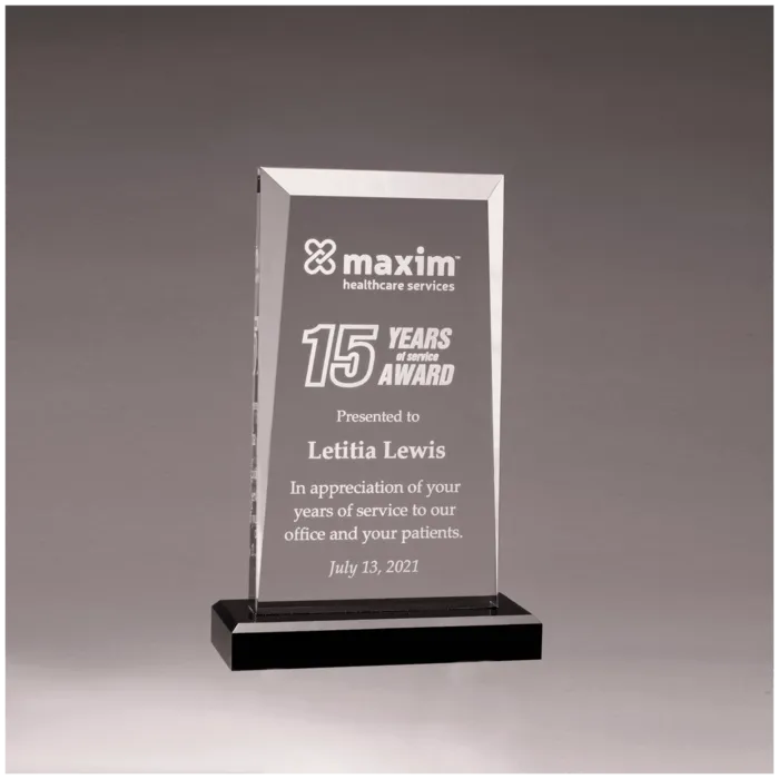 Apex Series Clear Acrylic Award with Black Base
