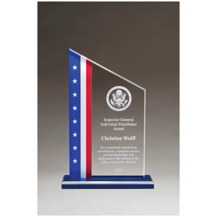 Zenith Series Acrylic with American Flag Design, Blue Mirror Top Blue Base