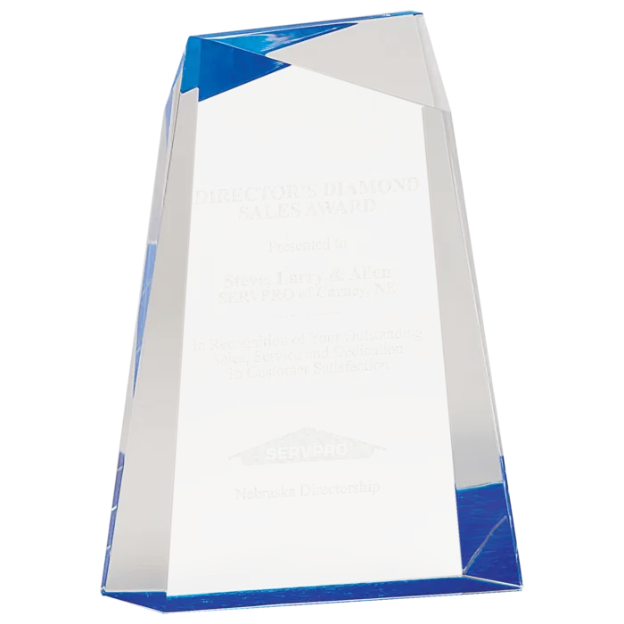 7" Blue Facet Wedge Acrylic