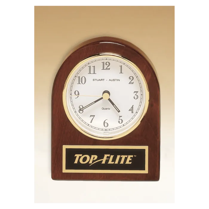 Rosewood Piano Finish Desk Clock with Black Plate