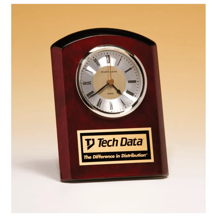 Rosewood Piano Finish Clock, Diamond Spun Dial,Three Hand Movement with Black Plate