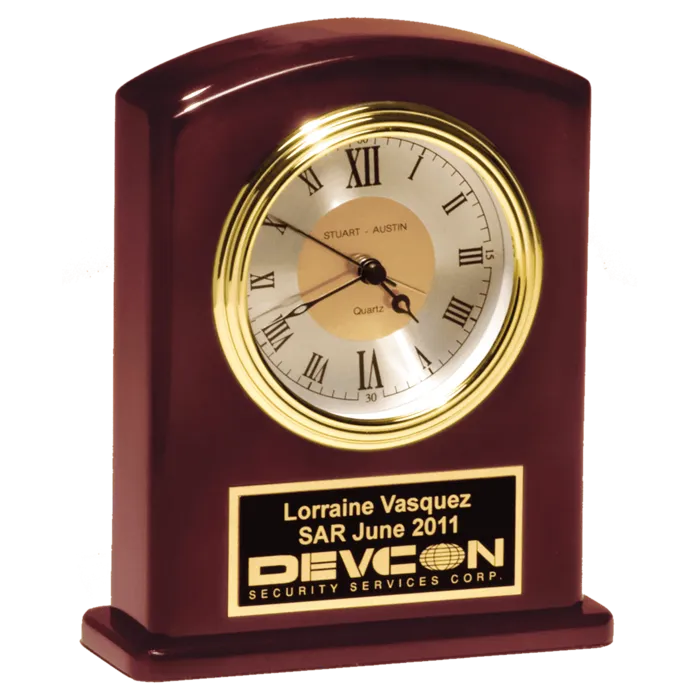 High Gloss Rosewood Finish Clock, Diamond Spun Dial, 3 HandMovement with Black Plate
