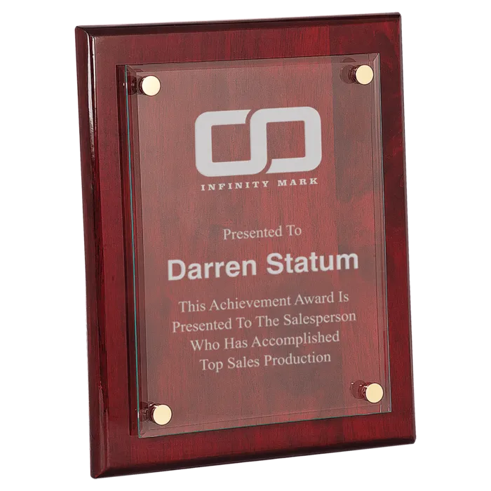Rosewood Piano Finish Floating Glass Plaque