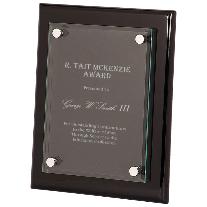 Black Piano Finish Floating Glass Plaque