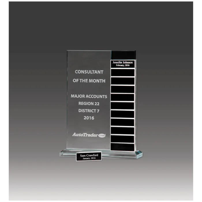 Jade Glass Perpetual Award with 12 Individual Aluminum Blocks