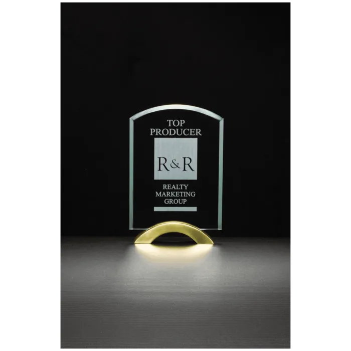 Arch Series Glass Award with Gold Metal Base