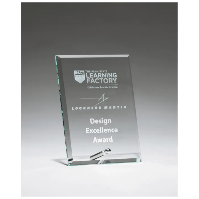 Clear Glass Award with Silver Plated Easel Post