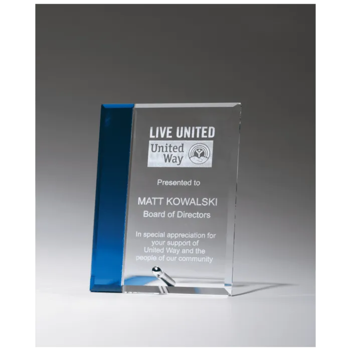 Clear Glass with Sapphire Blue Highlight and Silver Plated Easel Post