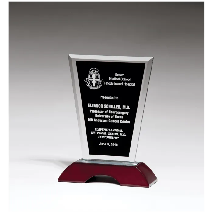 Black Silkscreened Clear Glass with High Gloss Rosewood Base