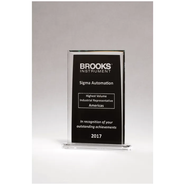Rectangular Glass Award with Black Silkscreened Center