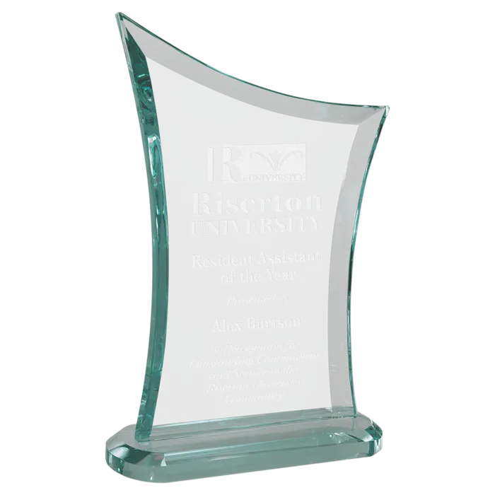 Contemporary Jade Glass Award with Oval Shaped Base